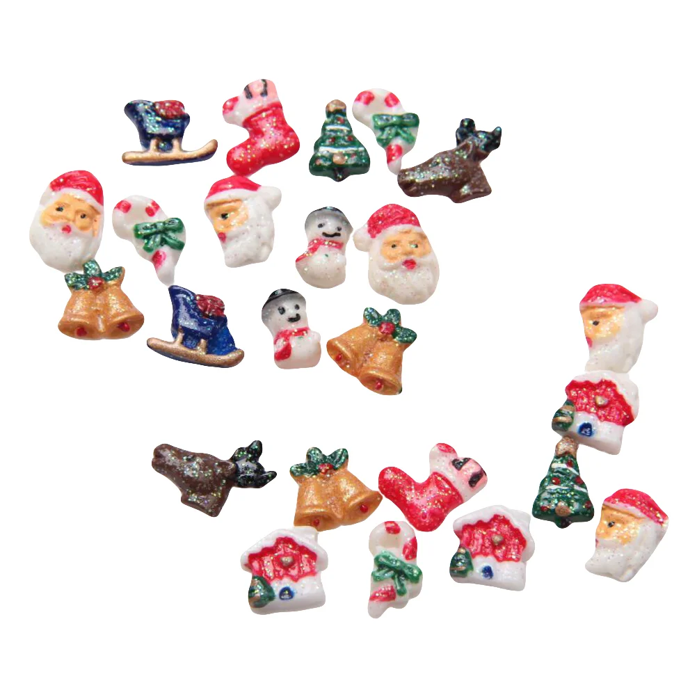 

50 Pcs Christmas Mini Accessories Nail Charms Manicure Phone Case Protector Decoration Resin Patch Decors