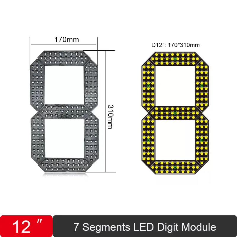 Imagem -02 - Polegada Impermeável ao ar Livre Display Led Módulo Digital para Preço Tempo Temperatura Sinal de Pontuação Vermelho Azul Verde Amarelo Cor Branca 12