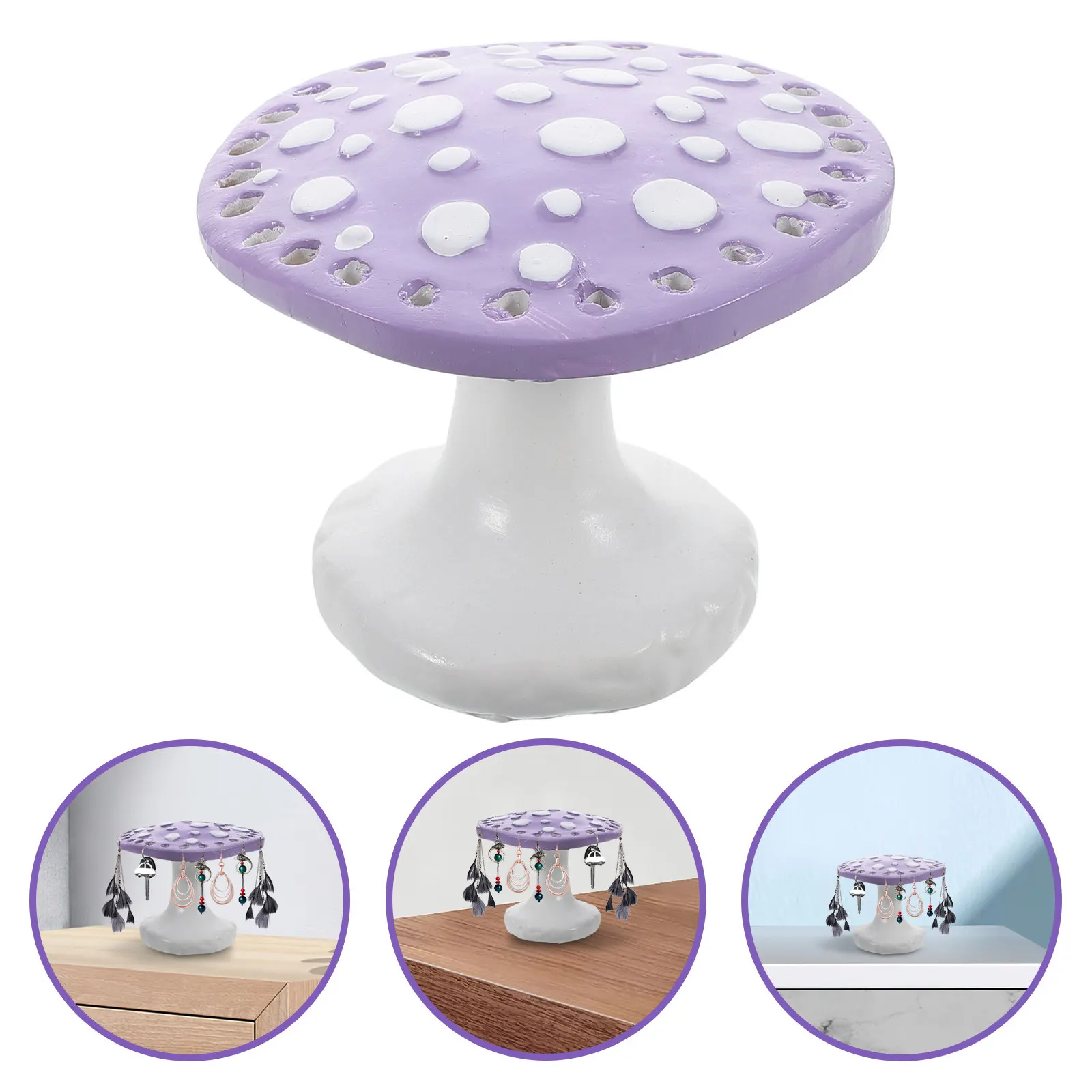 

Resin Mushroom Jewelry Display Stand Cute Earring Holder Organizer Tray Home Storage for Rings Necklaces Accessories