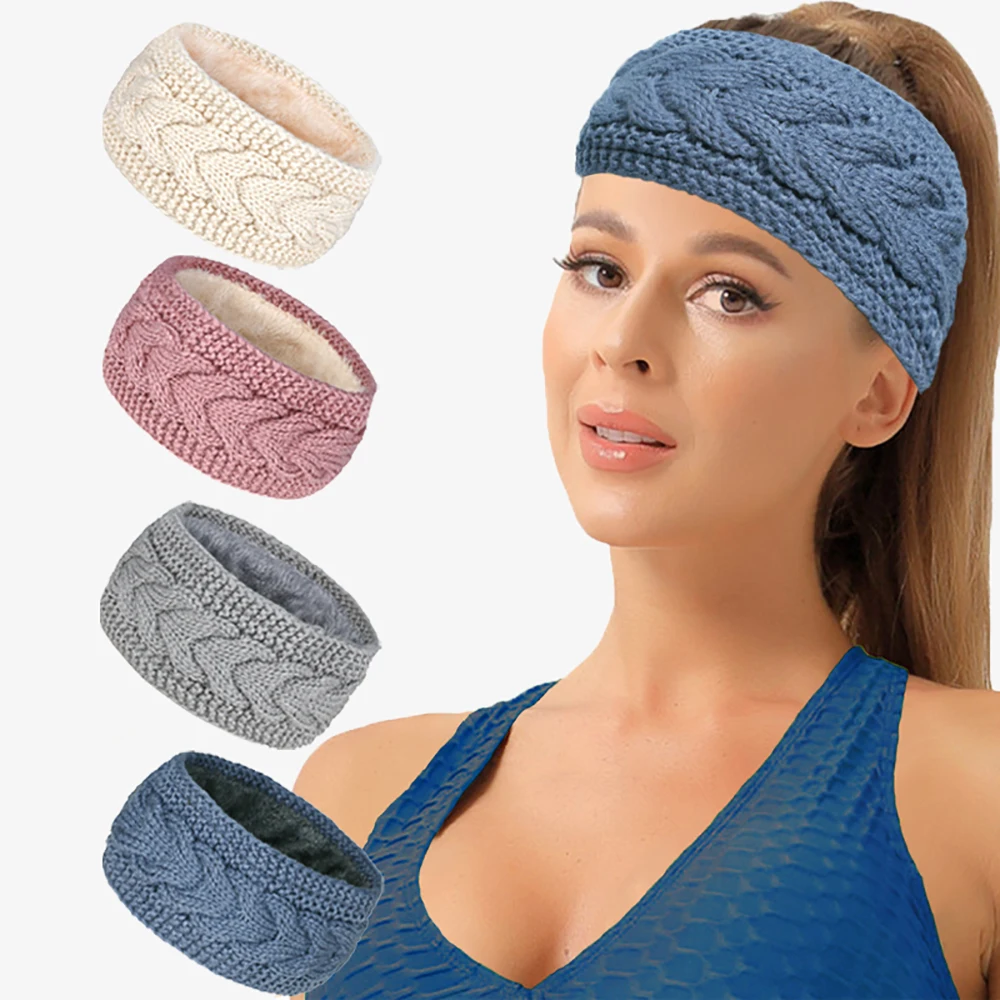 New Knitted Headband For Women Hair Accessories Solid Color Warm Autumn Winter Hair Bands Turban