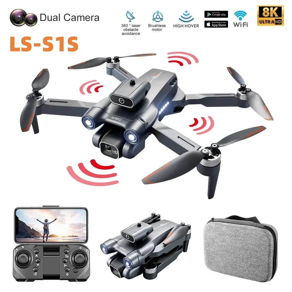 

New LS-S1S Mini Drone Caméra 360°8K Professional Brushless Motor Dron Obstacle Avoidance HD Dual Camera Foldable Quadcopter Toys