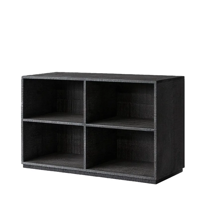 

All solid wood four-grid bookcases are freely combined, and the storage lockers are placed against the wall and on the floor.