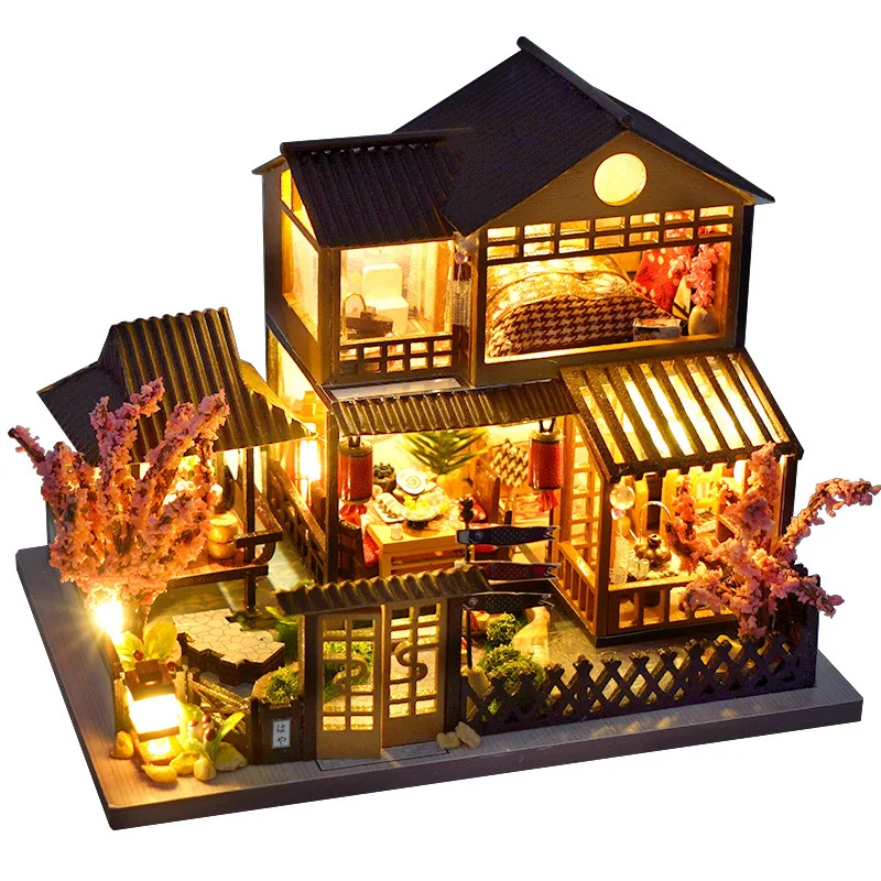 Wooden LED DIY House Kit - 3D Puzzle Miniature Model for Adults, Creative Birthday Gift, Wholesale Available