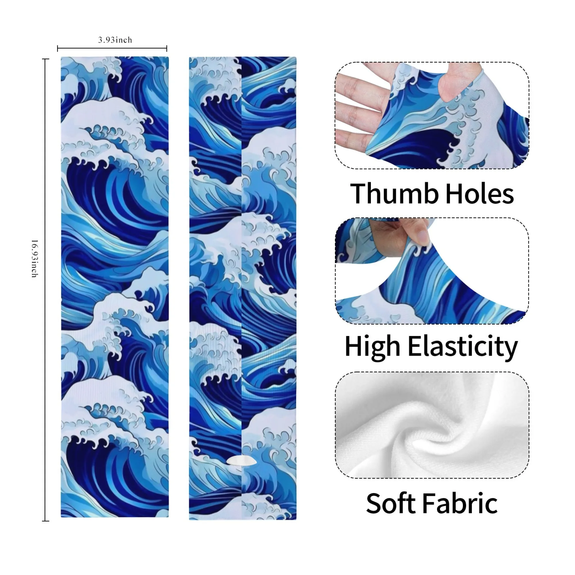 

Japanese-style Kanagawa Wave Print Sleeves Breathable and Comfortable Socks for Outdoor Activities Cycling Fishing Sleeves