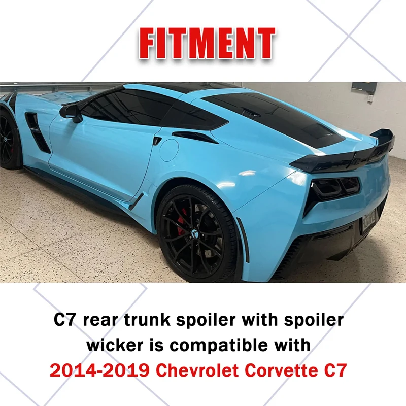 Z06 Stage 3 Rear Trunk Lid Spoiler For 2014 - 2019 Corvette C7 Lid High Wing Spoiler Car Tailgate Flap Trim ABS Accessories