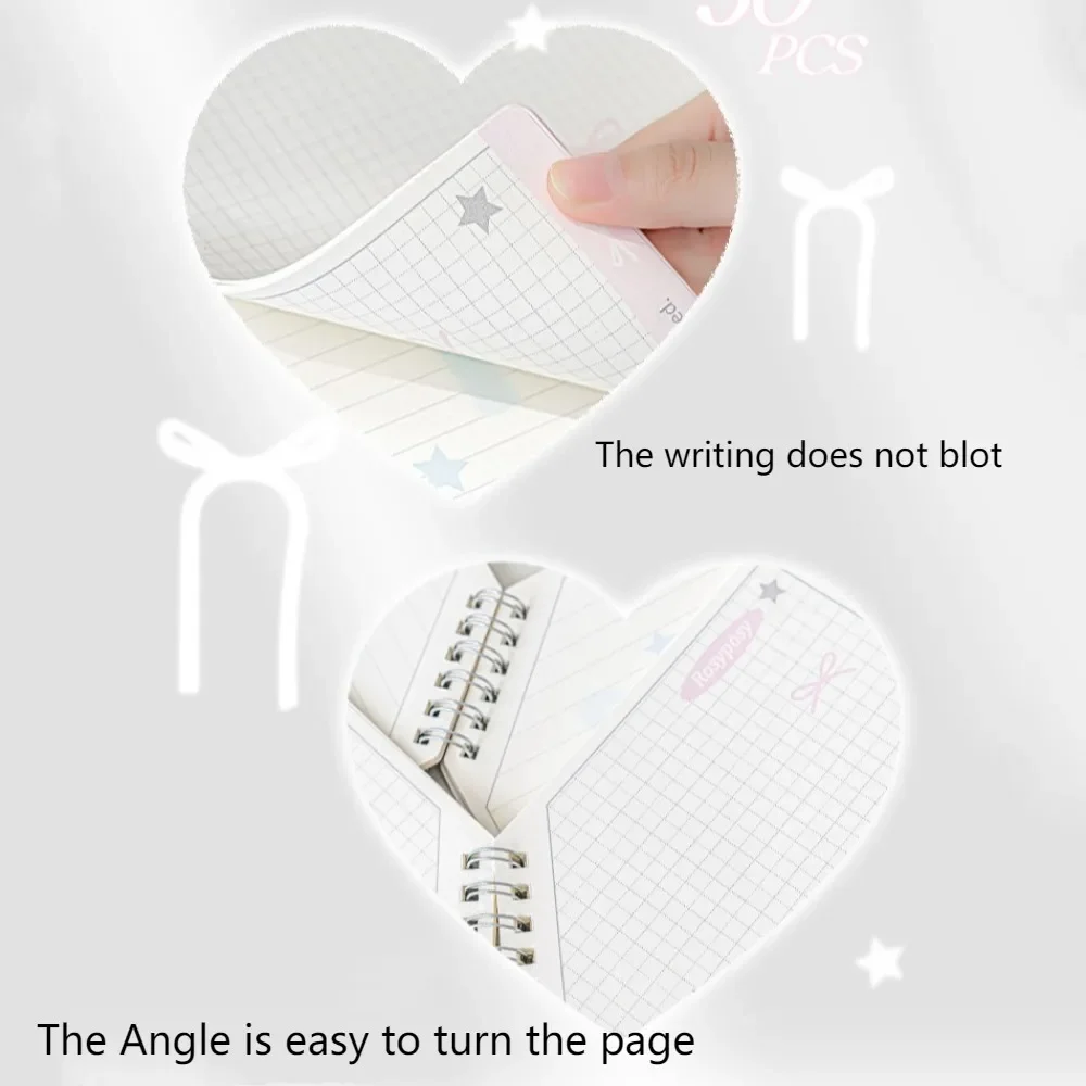 Thick B5/A5 Diagonal Notebooks Bow Embellishment Oblique Style Coil Book Planner Spiral Binding Lines and Grid Pages Notebook