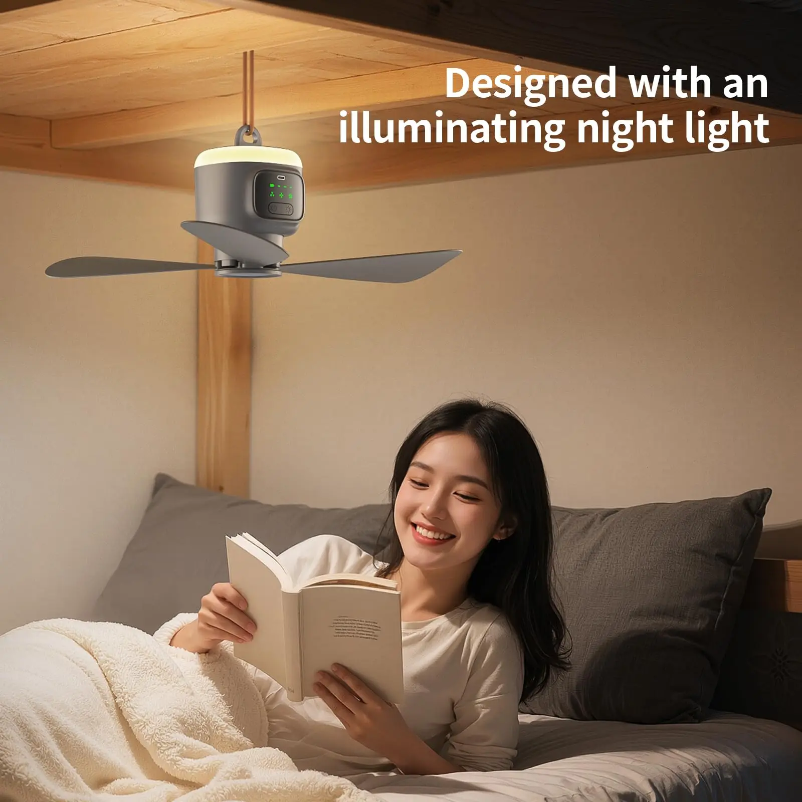 Ceiling Fan 12000mAh Wireless Portable Camping Ceiling Fan USB Rechargeable Tent Ceiling Fan with Lighting and Remote Control