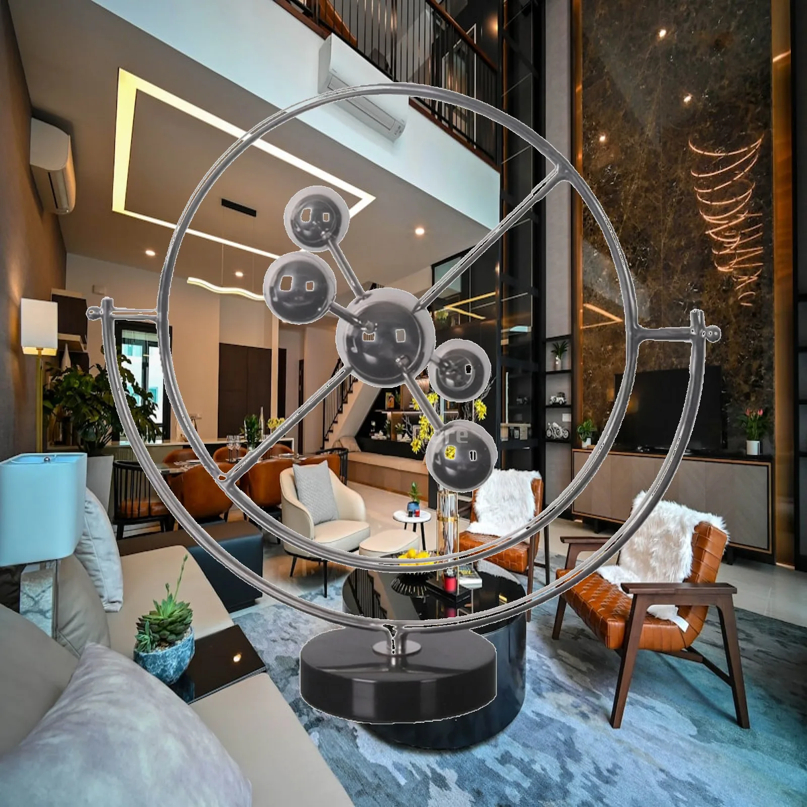 Geometric Sculpture Modern Metal Loop Sculpture Sphere Decor Lustrous Tabletop Decor Creative for Interior Designers