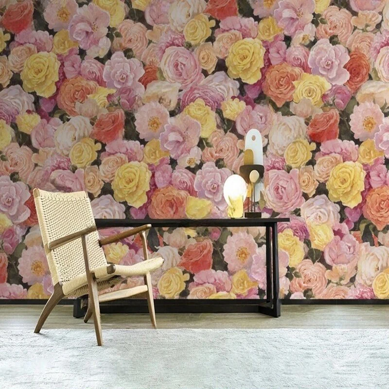 MU8915 Nordic A colorful flower banquet TV sofa bedroom background wall paper mural