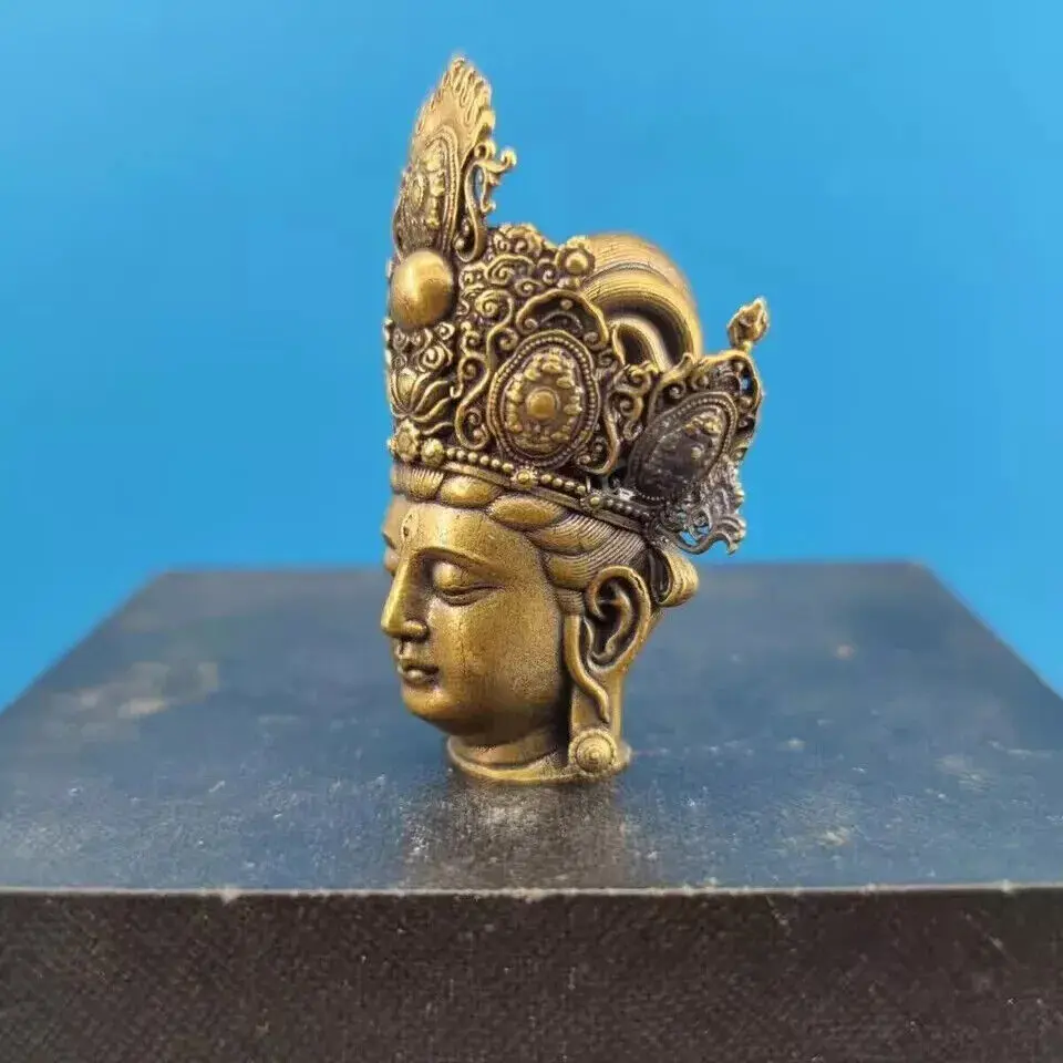 Chinese Nice Art Work Bronze Copper Statue Carved Black Myth Lingji Bodhisattva Figurine