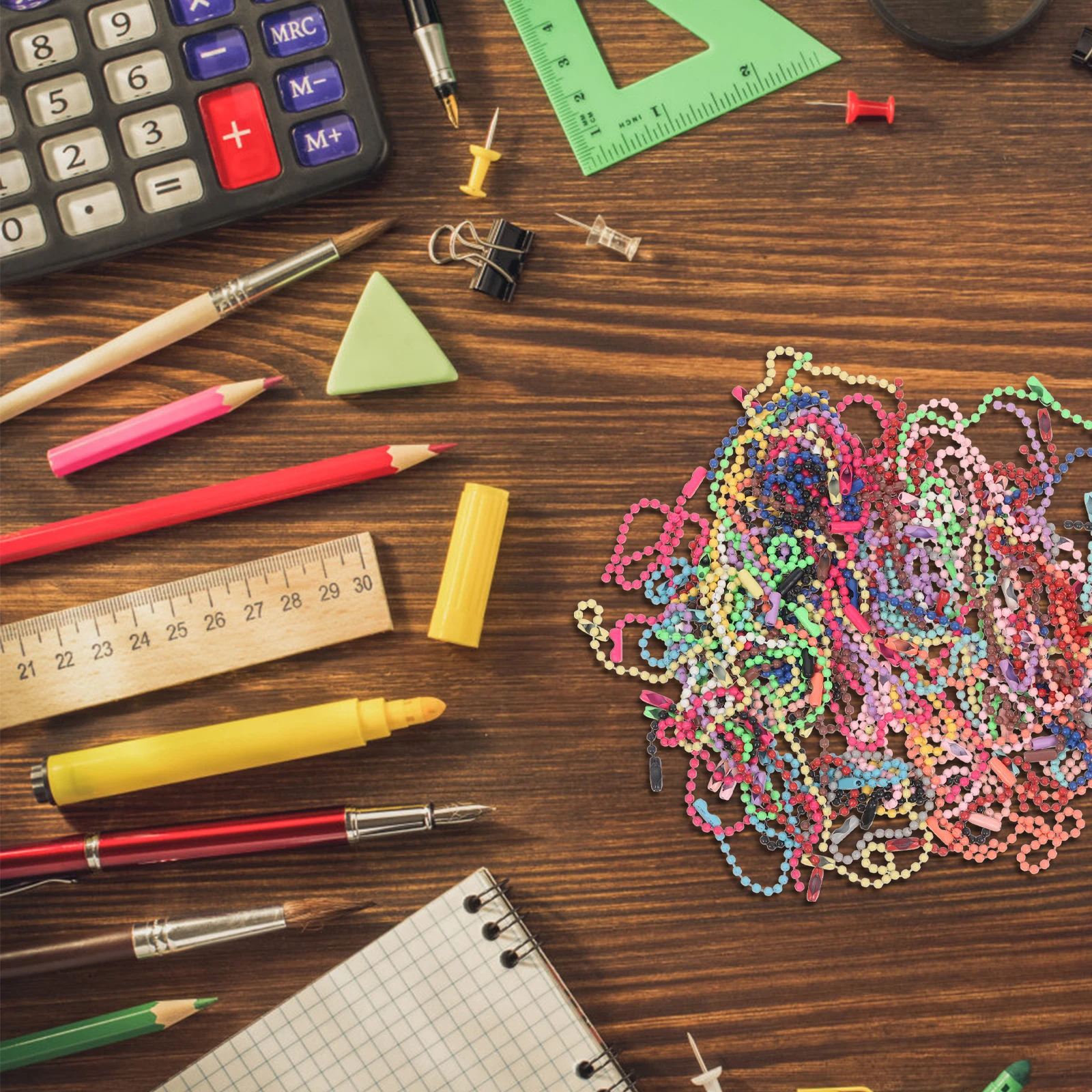 

100Pcs Color Tag Chain Fashion Ball Bead Chain Lightweight Portable for DIY Jewelry Pendant Link Label Hand Key Ring Decor