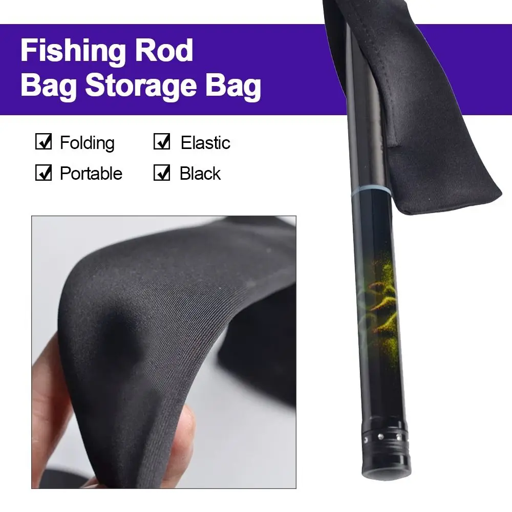 

Многофункциональная эластичная сумка для удочки, портативная черная сумка для хранения рыболовных снастей, складной защитный чехол для удочки