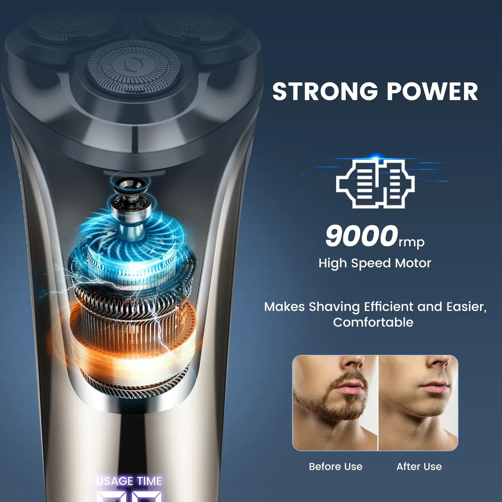 Electric Razor for Men,USB Rechargeable IPX7 Waterproof Wet & Dry Electric Shaver with Pop-up Sideburn Trimmer,Gift for Husband