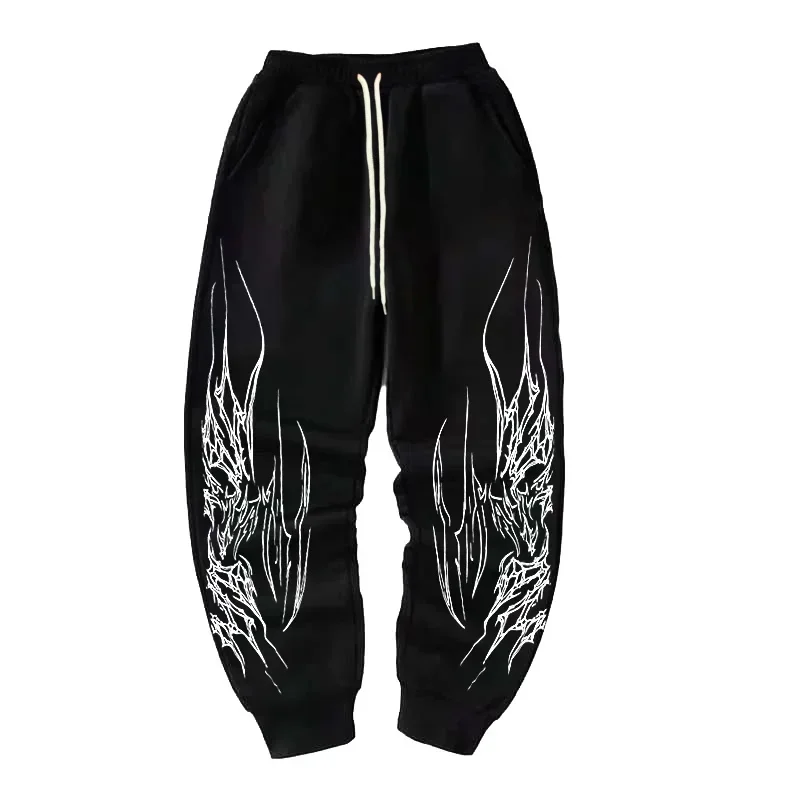 سراويل صندل ريترو للرجال والنساء والأطفال، ملابس الشارع Y2K، سراويل كاجوال فضفاضة مع رسومات الهيب هاراجوكو الرجعية. #2