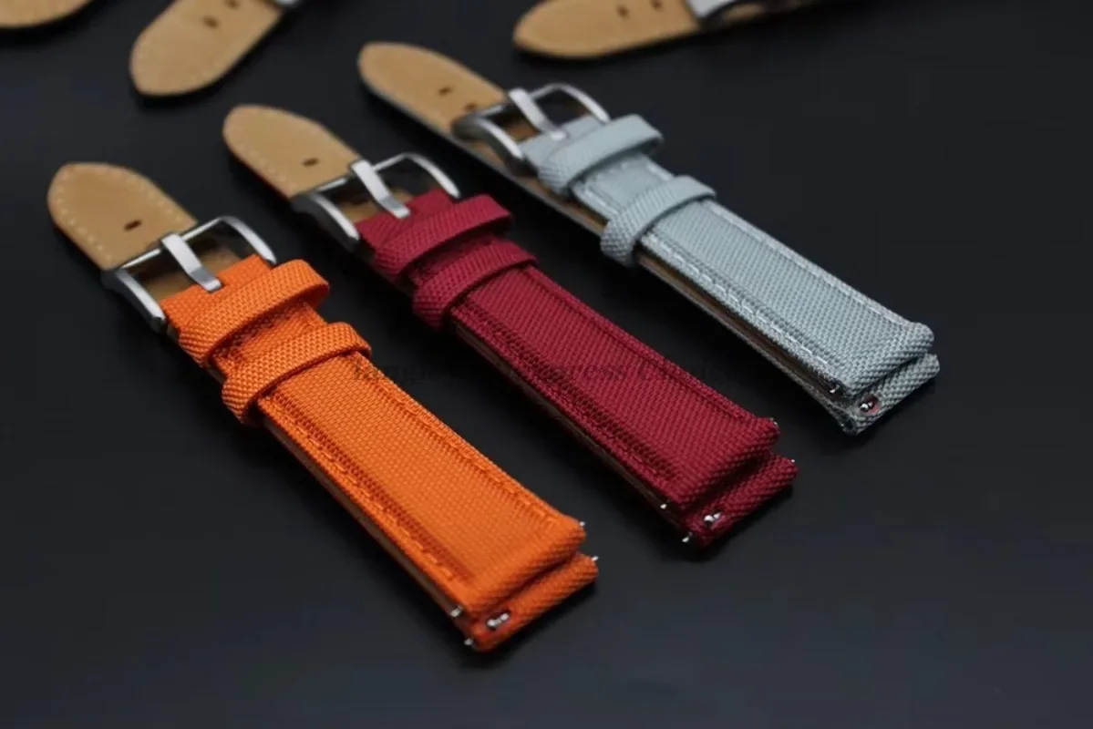 20mm 22mm Universal Quick Release Watch Band Canvas Genuine Leather Strap For SmartWatch for Seiko for Huawei Watch GT5/GT4/GT3 image 5