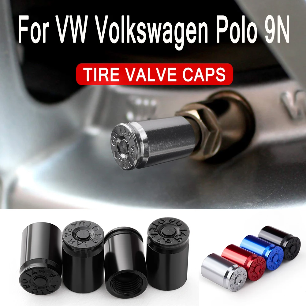 4 piezas para VW Volkswagen Polo 9N 2001~2017, accesorios para coche, tapas de válvula de neumático, cubiertas de vástago de neumático, a prueba de polvo y agua