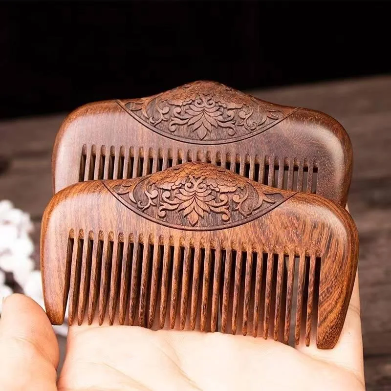 

Pocket Natural Sandalwood Comb No Static No Snag Fine Tooth Head Scalp Massage Beard Comb for Men Women Hair Styling