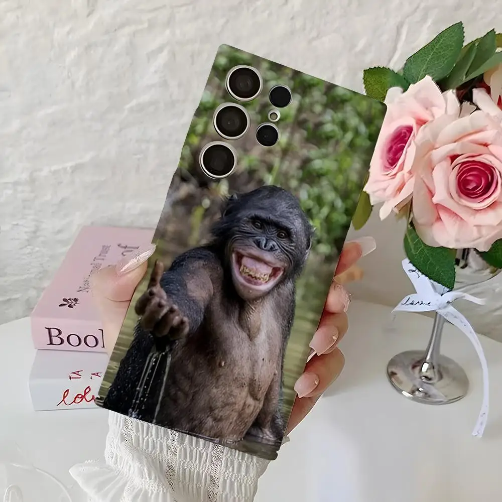 Funny Monkey Phone Case For Samsung S25 Ultra S24 S22 Plus S21 S25Plus S24Ultra All Inclusive Glossy Cover