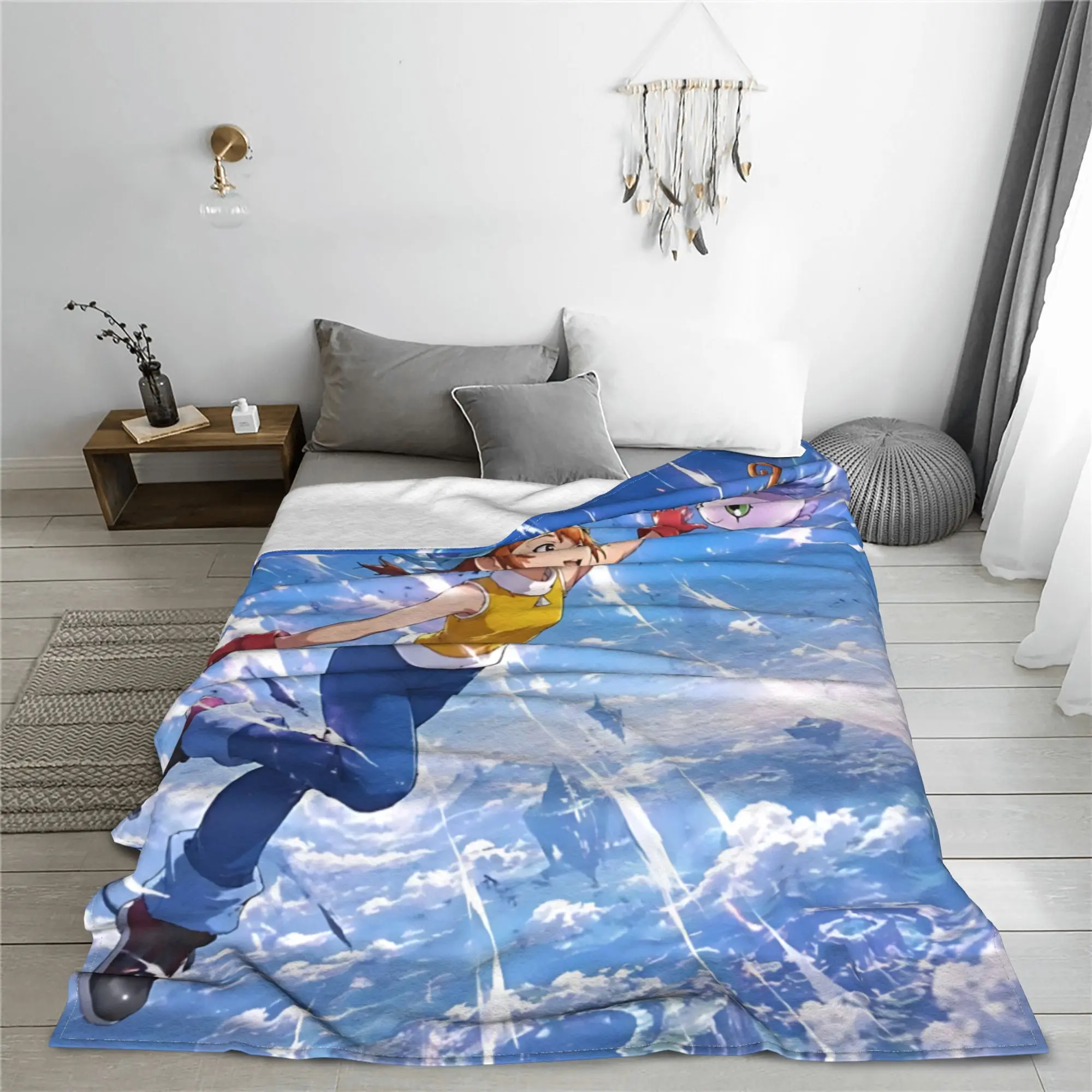 1PC Home Digimon Adventures Blanket Throw Blanket  Novelty Warm Blanket All Season Gift