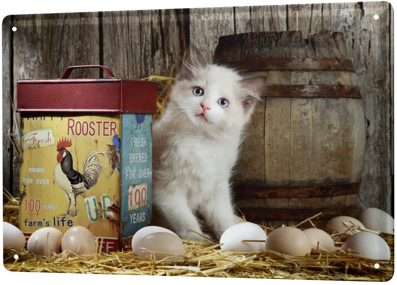 LEotiE SINCE 2004 Tin Sign Metal Plate Decorative Sign Home Decor Plaques Cat Decoration Puppy Chicken coop Eggs Metal Plat sign
