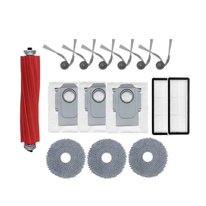 

ABVO-15PCS For Roborock QR 798/QV 35A Robot Vacuum Accessories Main Brush Dust Bag Side Brush HEPA Filter Mop Cloth
