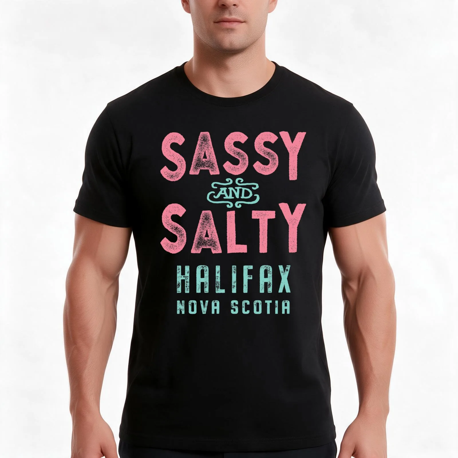 Halifax Nova Scotia Sassy and Salty T-Shirt, Summer Casual Cotton Tee, Oversized Streetwear Tops, Vintage Graphic Print