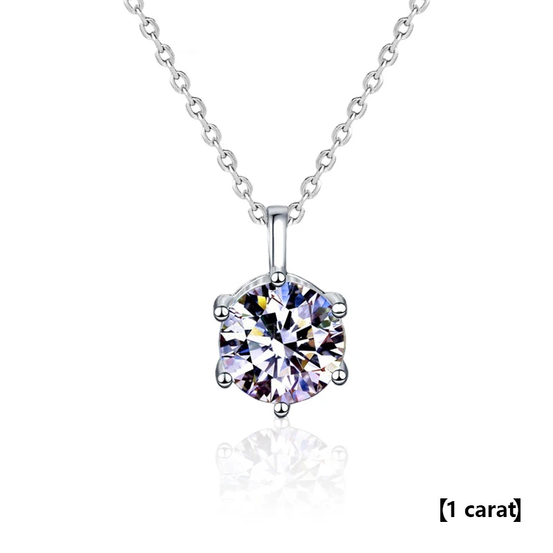 

S925 Sterling Silver Moissanite Necklace (1-2 Carat) - Simple & Elegant Jewelry Pendant with GRA Certificate, Ideal Gift