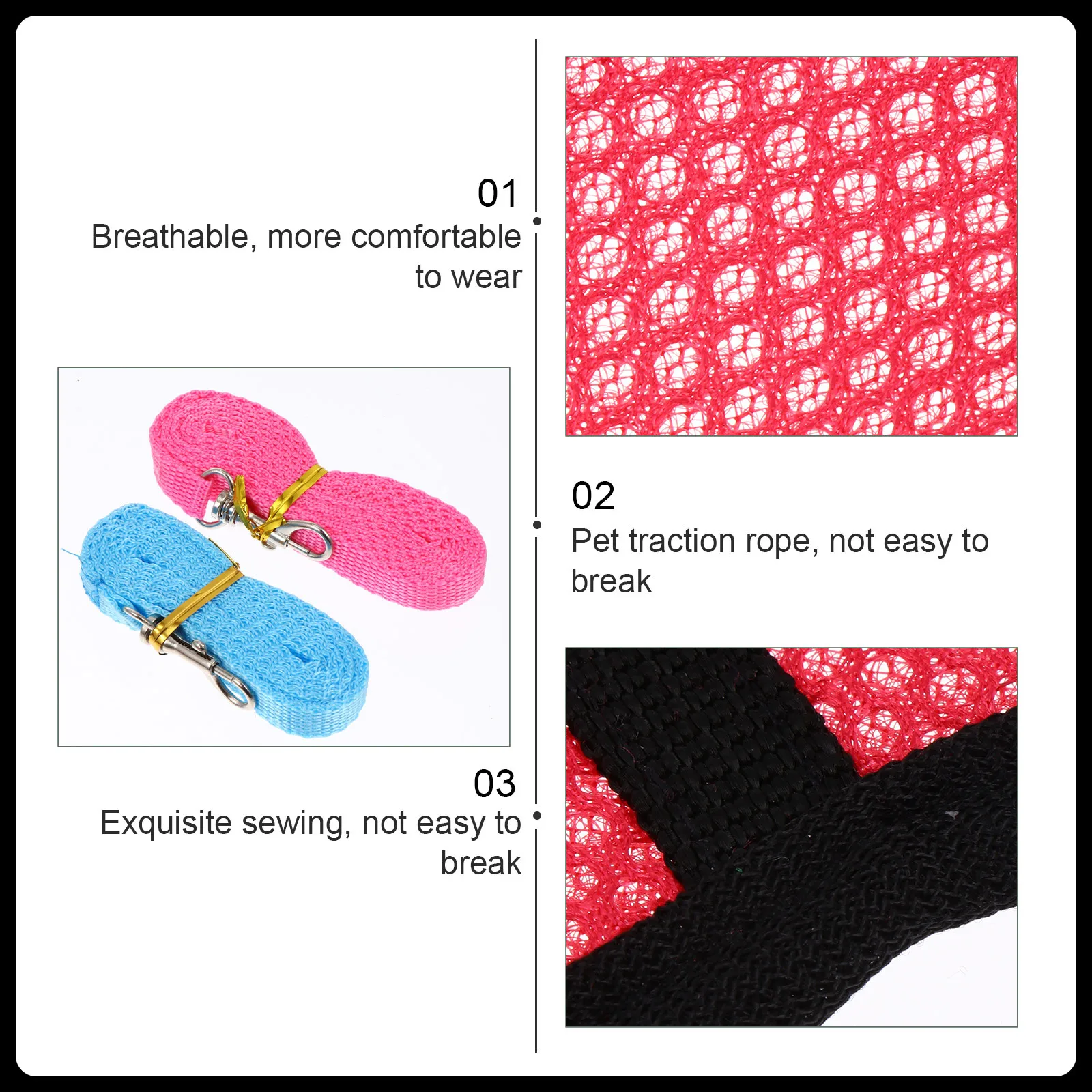 

4Pcs Pet Harness Leash Breathable Mesh Vest Lightweight Comfortable Outdoor Summer Rabbit Hamster Walking Vest