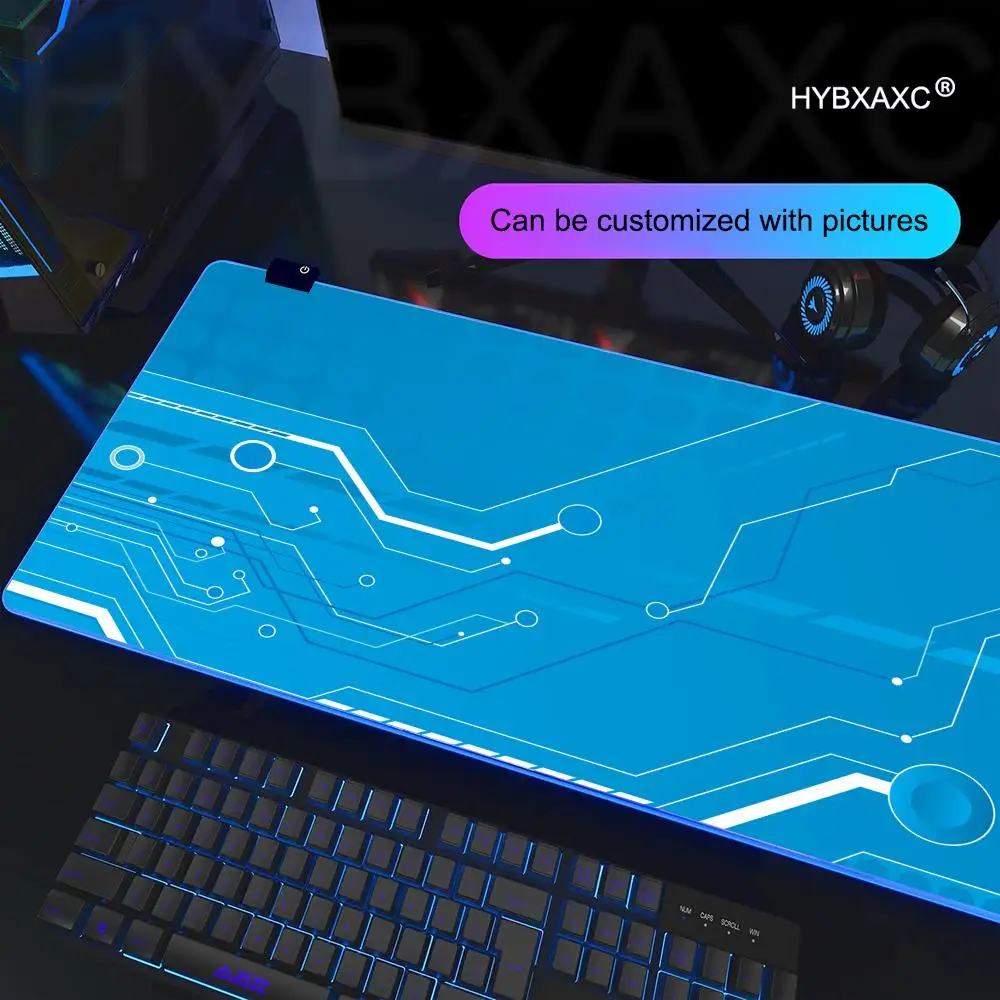 HYBXAXC 100X50CM تكنولوجيا ماوس الوسادة RGB الألعاب ماوس الوسادة حصيرة مكتبية HD ألعاب كبيرة مصباح ليد XXL RGB ماوس الوسادة