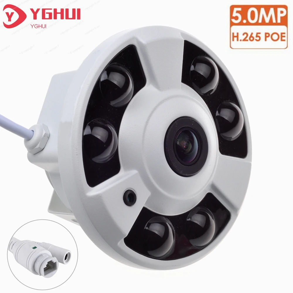 

H.265 5MP IP POE Camera Indoor CCTV 180 Degree 360 Degree Fisheye Lens Dome Security Camera XMEye APP