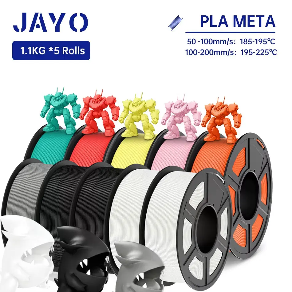 

JAYO 5Rolls PLA Meta 3D Printer Filament 1.75mm PLA Filament Tougher Neatly Wound 3D Filament Fits for Most FDM 3D Printers