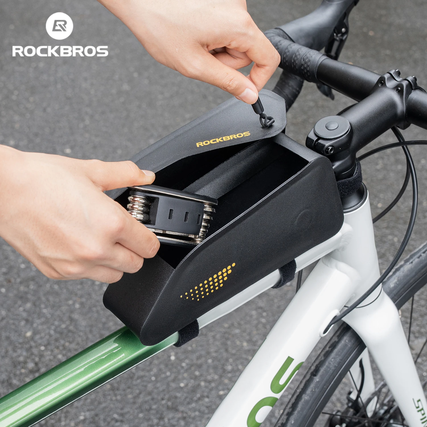 ROCKBROS Bicycle Tube Bag 0.8L Capacity Compact Size Waterproof Magnetic Cover Bag Bicycle Top Tube Frame Bag Bike Accessories