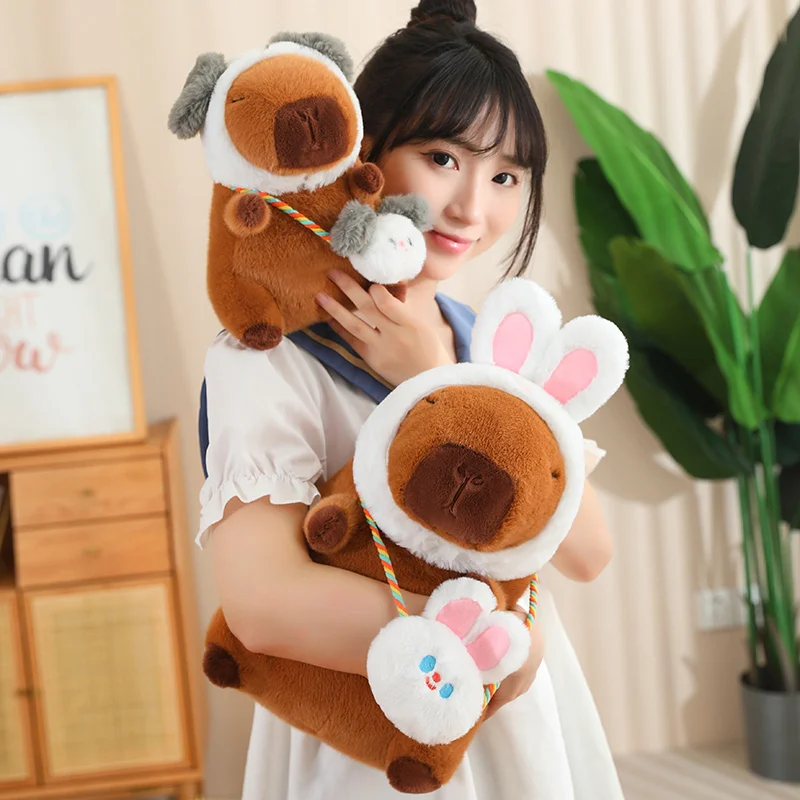 Creative Kawaii Transform Capybara Plush Doll Frog Rabbit Dinosaur Dog Animal Transform Birthday Gift