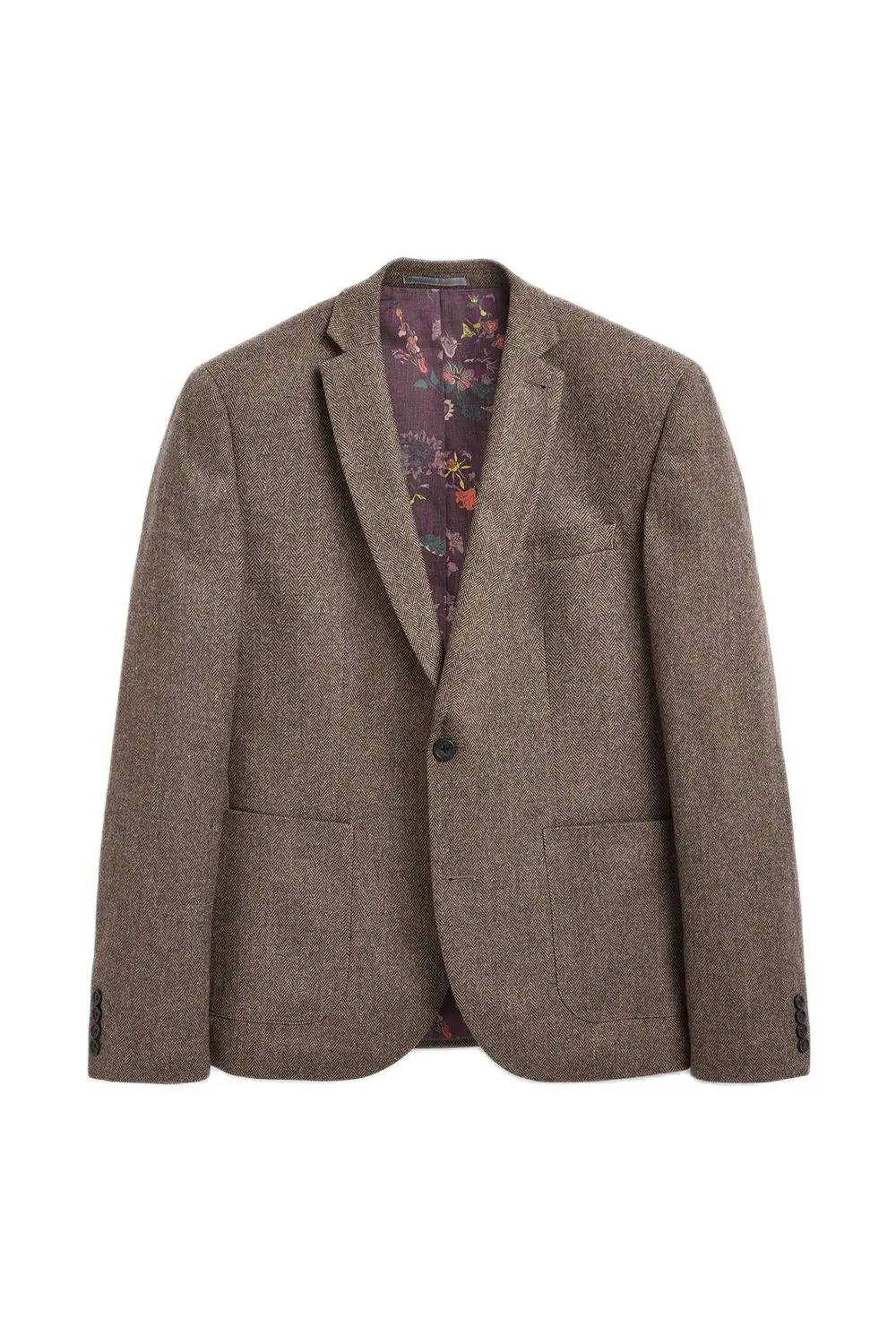 Custom Brown Men Suits Sets Winter Casual Notch Lapel Blazer Trousers Herringbone Slim-Fit Cocktail Party 3Pcs Jacket Pants Vest