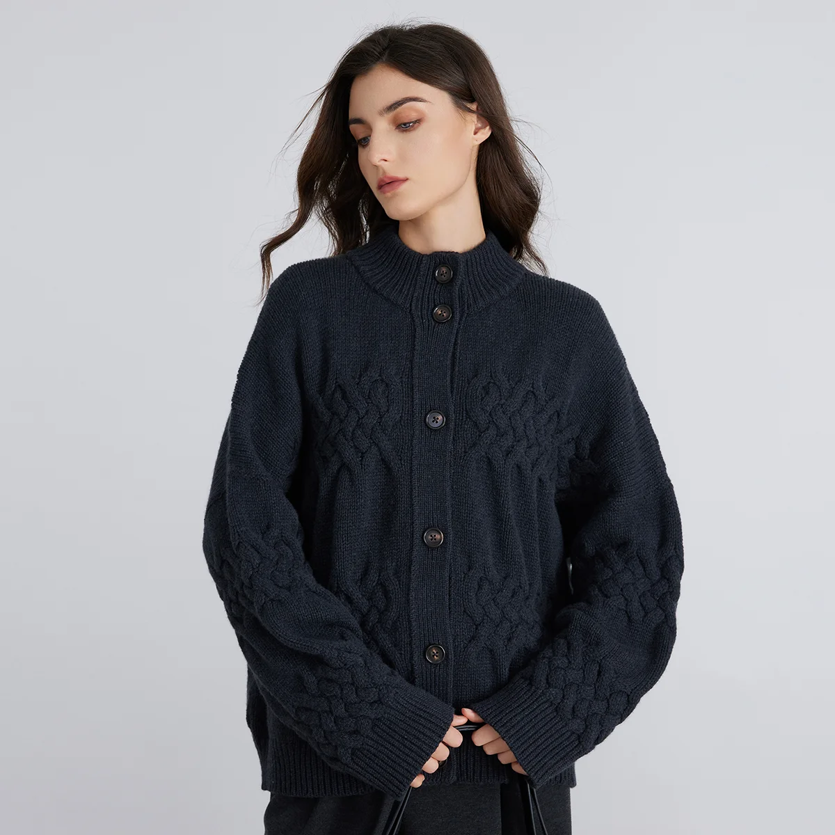 

BC952 thick pure wool sweater for women ladies Knitted 100% wool Knitted cardigan Luxury Clothing