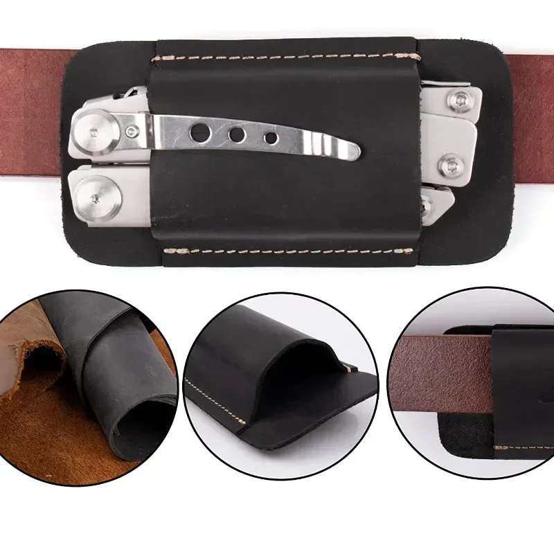 Swayboo Fodero per coltello militare pieghevole EDC in pelle bovina 5 pollici Strumento per riporre coltelli pieghevoli per sopravvivenza da campeggio all'aperto Accessori fai da te per la casa