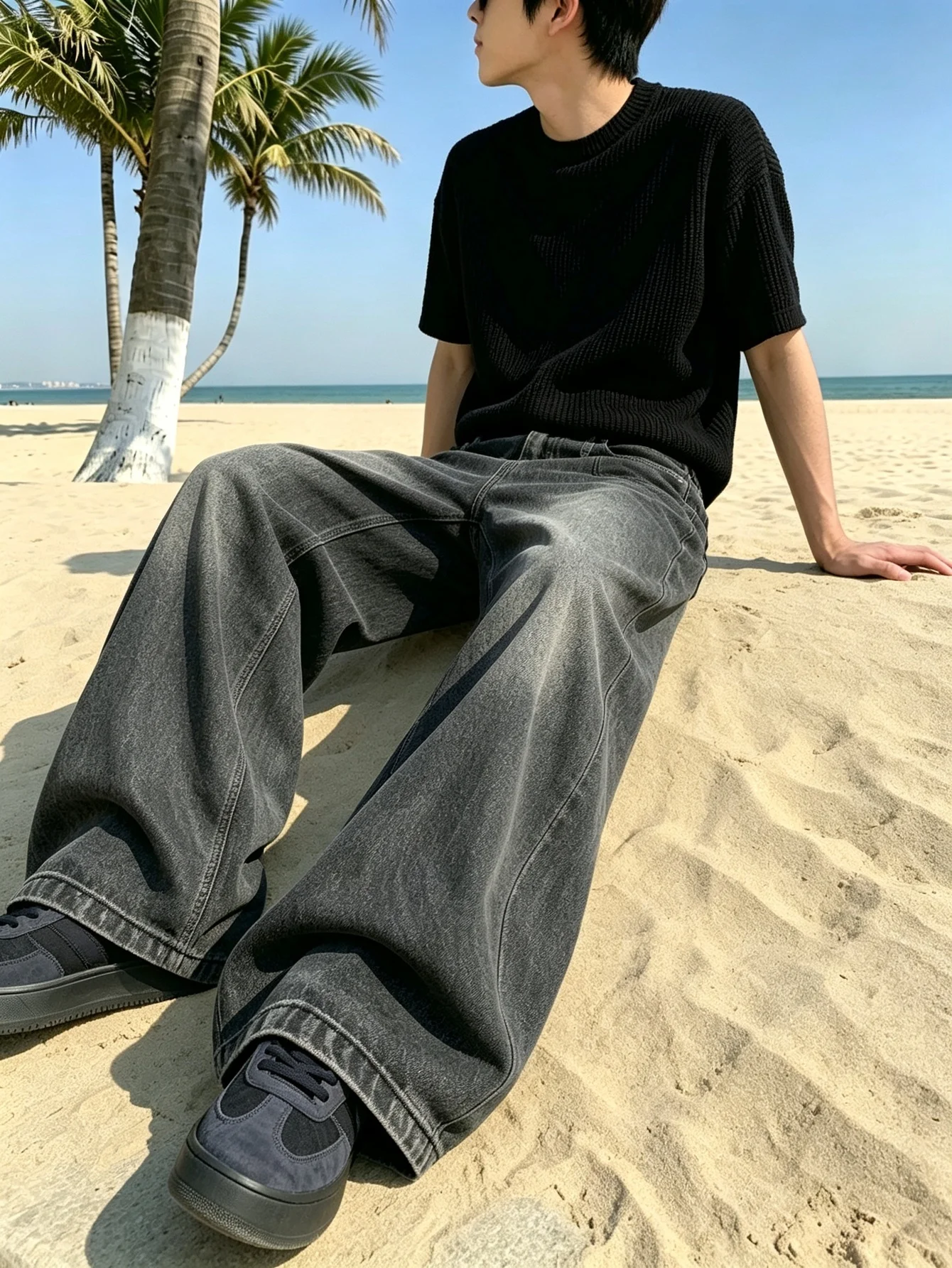 Men American Street Style Y2K Denim Jeans Trendy Daily Pants Gift for Husband or Boyfriend