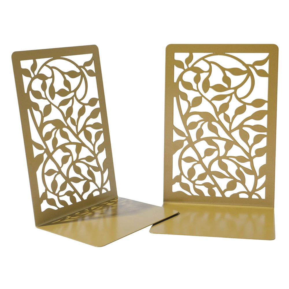 مجموعة حامل كتب معدني مجوف من الكرمة الذهبية مكونة من قطعتين - فروع ملفوفة وأوراق تصميم كتاب فرز الديكور القراء الأدبيين.