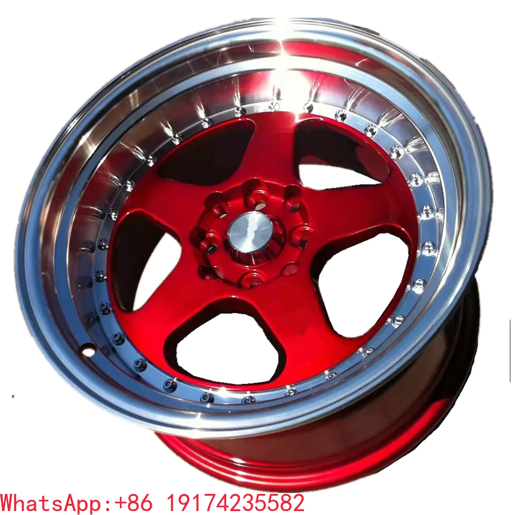 

Deep Dish Red Chrome Lip 14 15 16 17 18 19 Inch Passenger Car Wheels Alloy Wheel Rims With Rivets