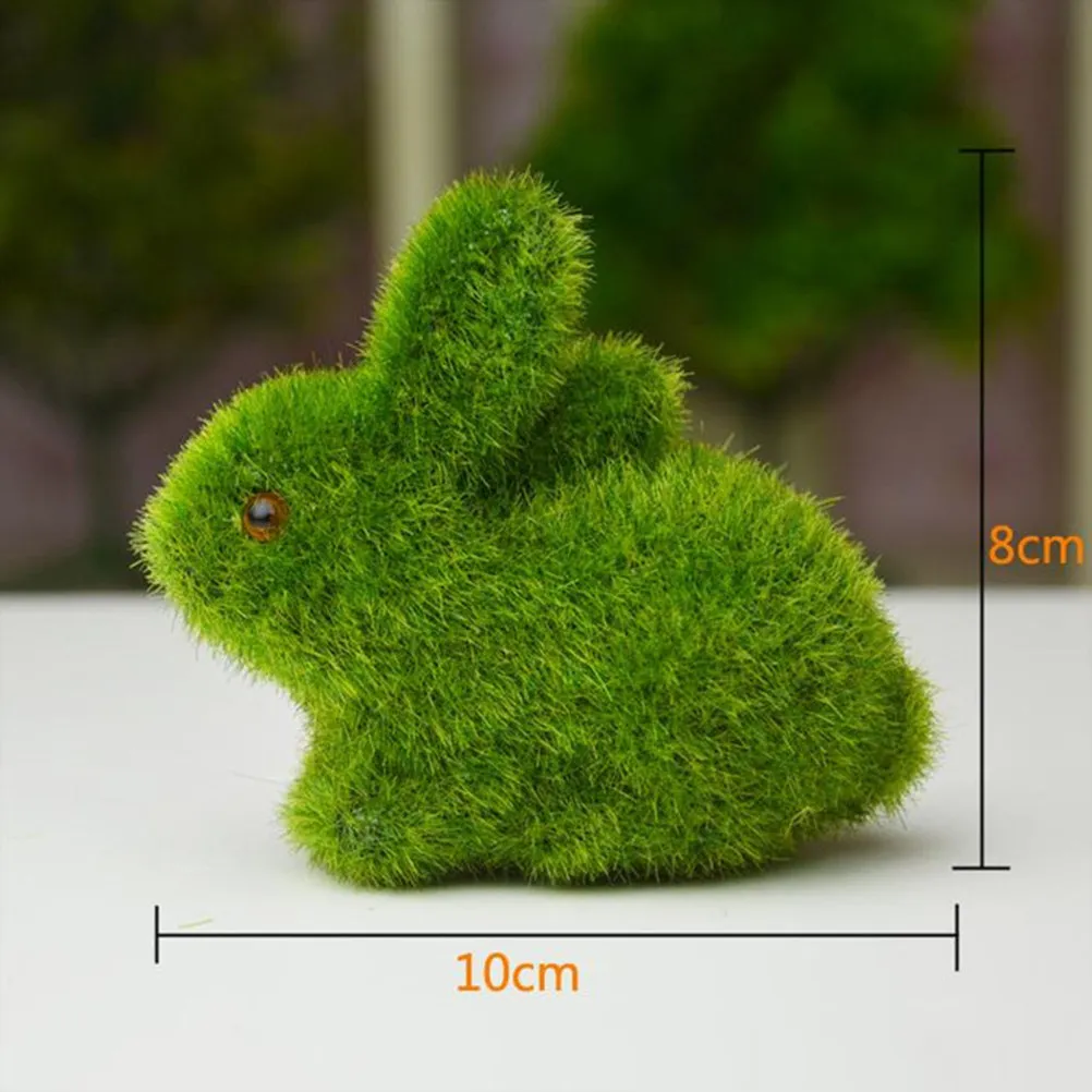 1Pcs Simulation Rabbit Artificial Moss Rabbit Decoration Green for Home Office Party Wedding Cafe Decor Unique Gift