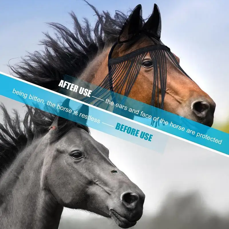 Delicate Woven Fly Protector For Horses Designed With Trims And Fasteners For A Tight Hold