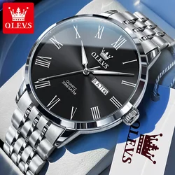 OLEVS 3633 Original Man Watch Simple Classic Roman Numeral Scale Business Men's Wristwtach Stainless Steel Quartz Watch for Men