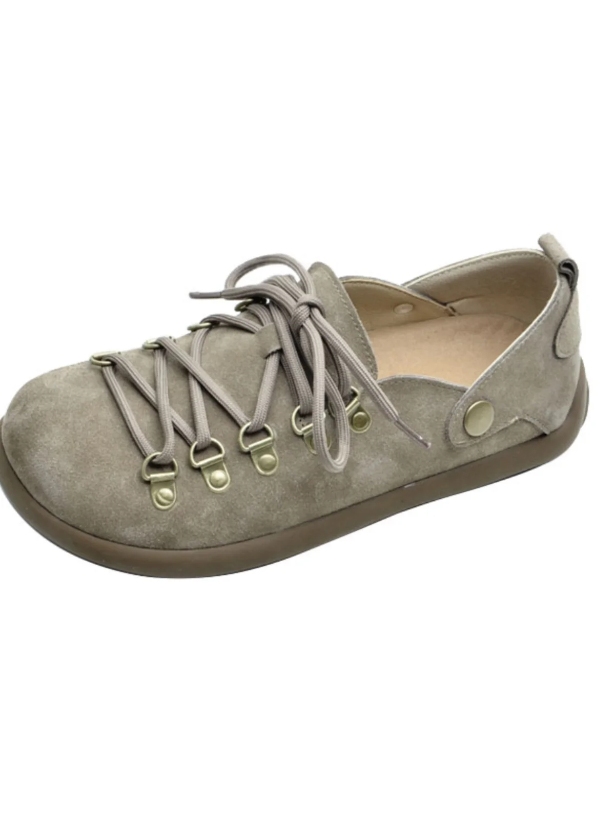 Careaymade-Genuine leather Plus Size women\'s shoes wider toe Flats Single Shoes Casual Shoes Lace Up Fashion Antislip shoes