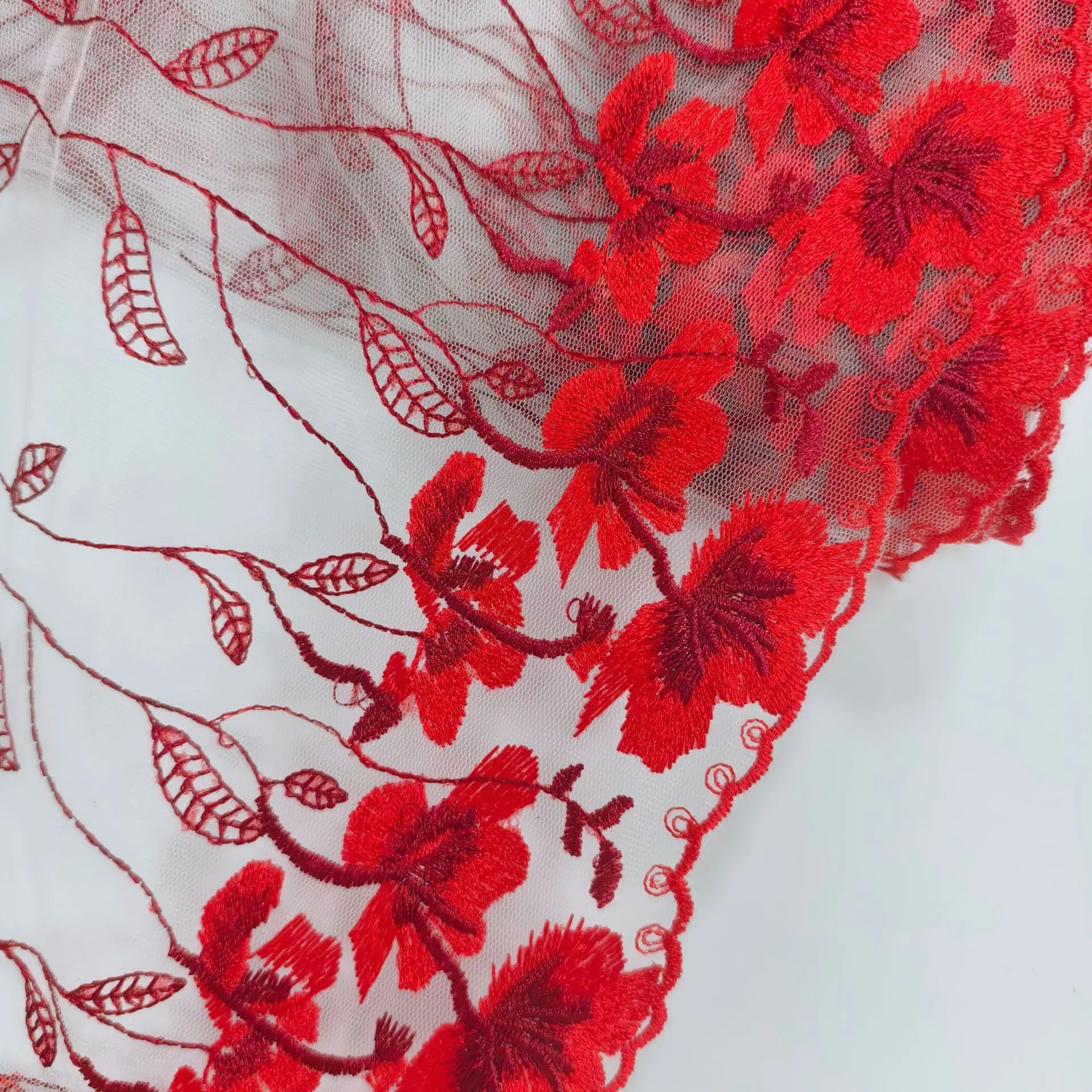 20Yards Two Tones Red Flora Embroidery Lace Trim For Clothing Accessories Dress Sewing Applique Costume Lace Fabric Wedding 33cm