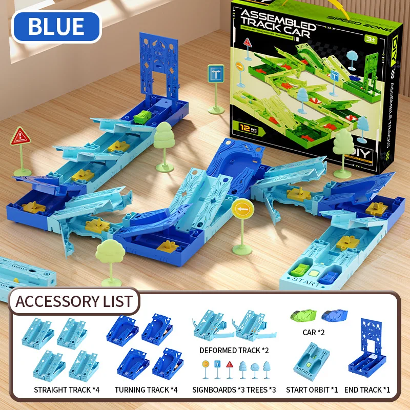 Early Education DIY Race Track Ejection Car Logical Training Building Play Toy
