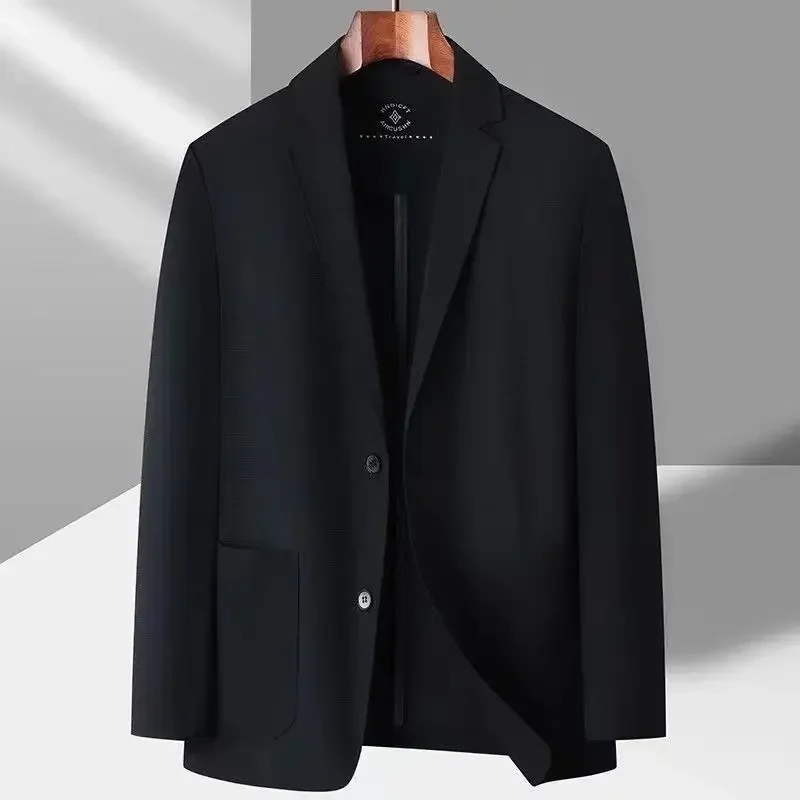 Abrigo de negocios de gran tamaño para hombre, Chaqueta de vestir negra, traje de talla grande, Blazer masculino, ropa de diseñador de lujo, ropa de