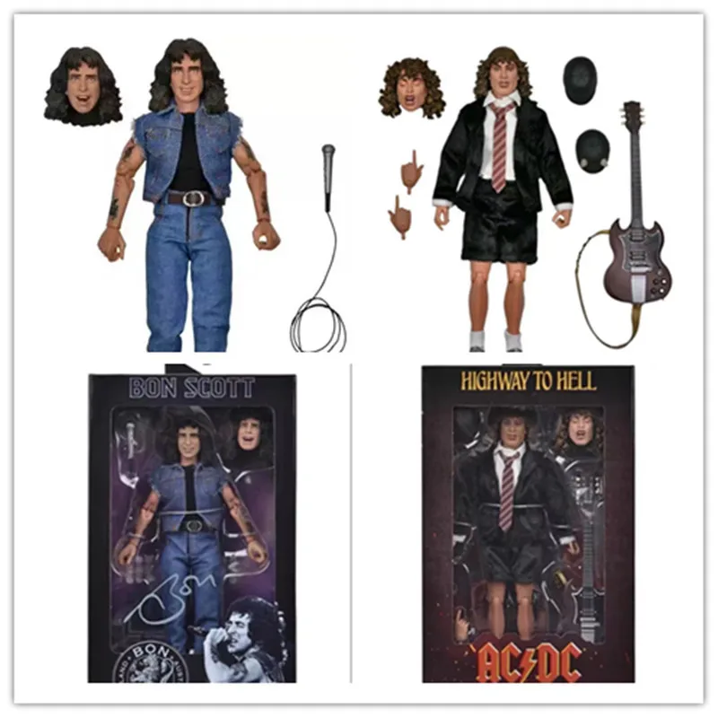 20CM NECA Angus Young Lead Guitarist Figma Moveable Bon Scott Band Vocalist Poseable Figure Model