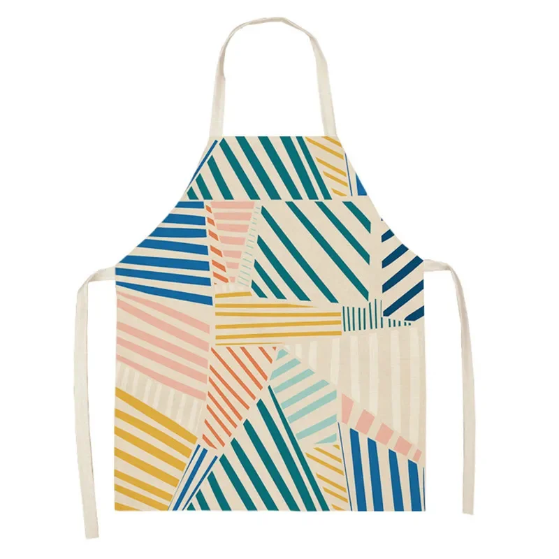 Floral Palm Plant Printed Kitchen Apron Children and Female Chefs Cooking Geometric Printed Apron Cleaning Tools Kitchen Apron