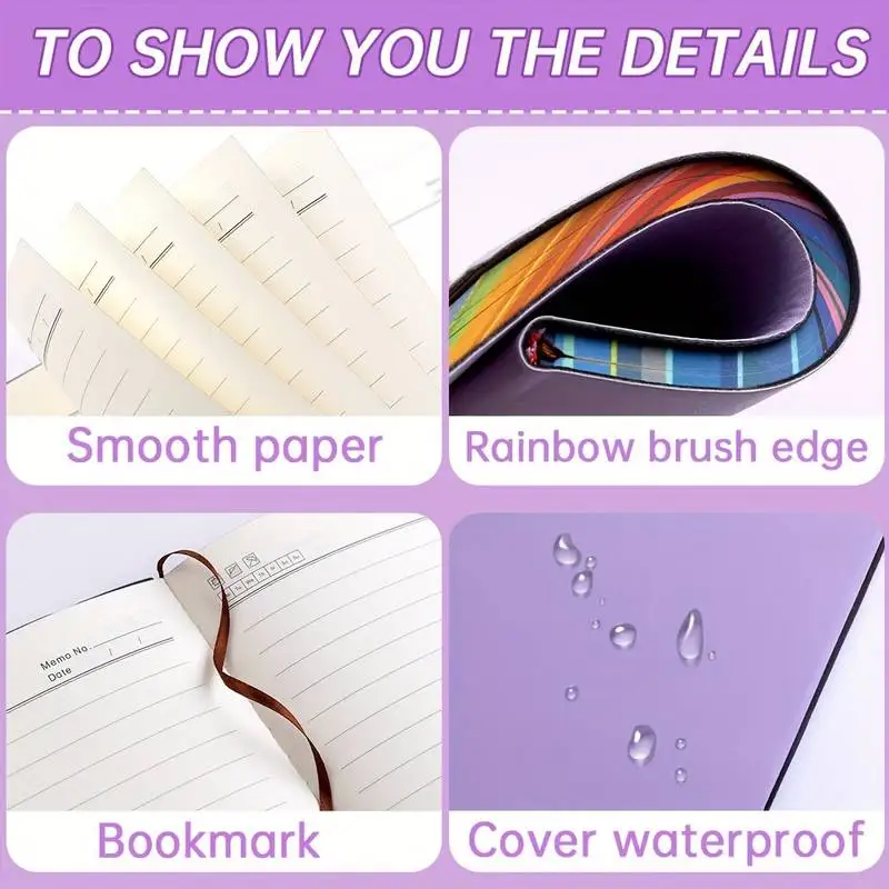 Cute Notebook Rainbow Border 100 Sheets Lined Papers Writing Diary Subject Journal Notebook For Student Record Excerpt School