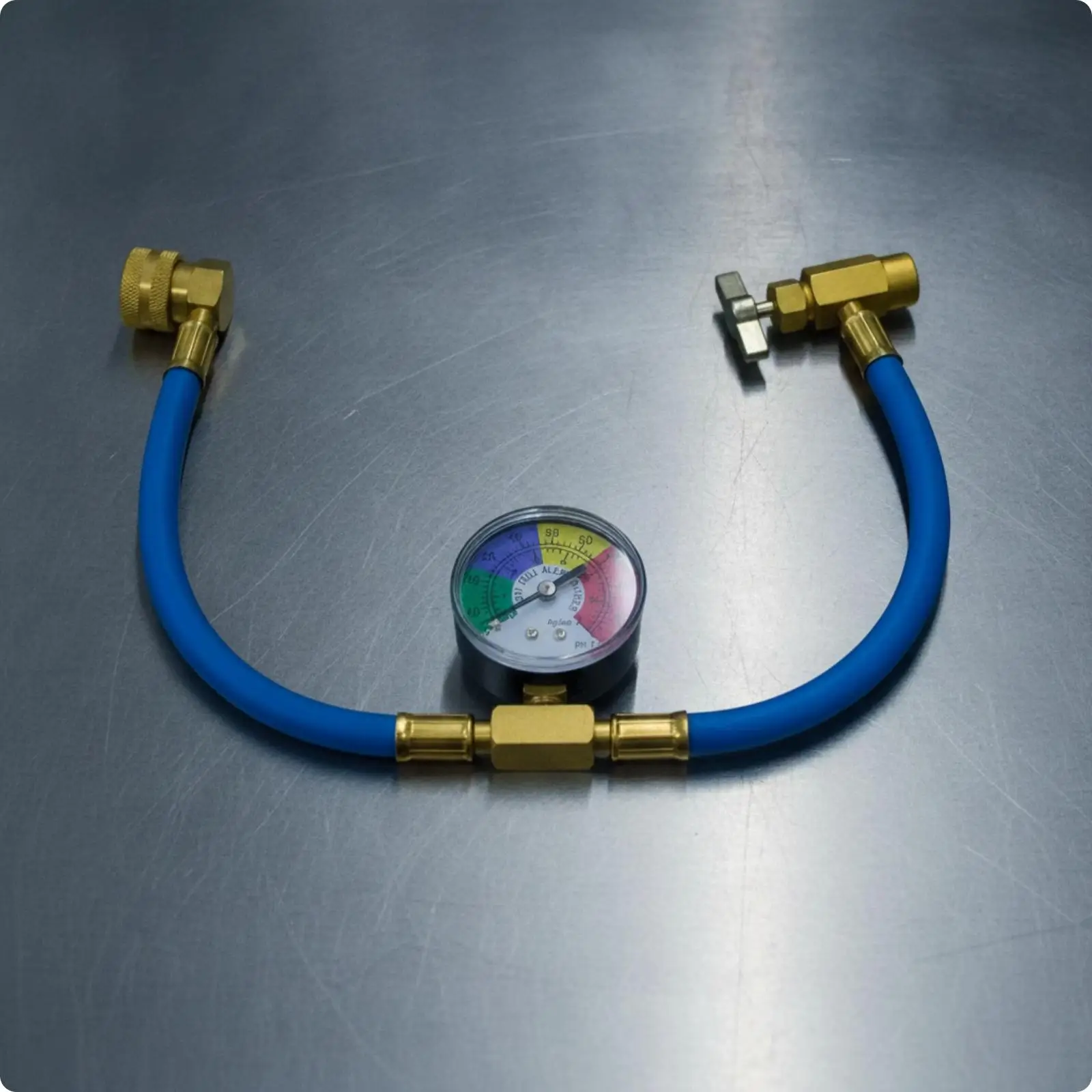 Car Air Conditioner Refrigerant Charging Hose Kit with Color Coded Dial Heavy Duty Brass Connectors Portable AC Hose for
